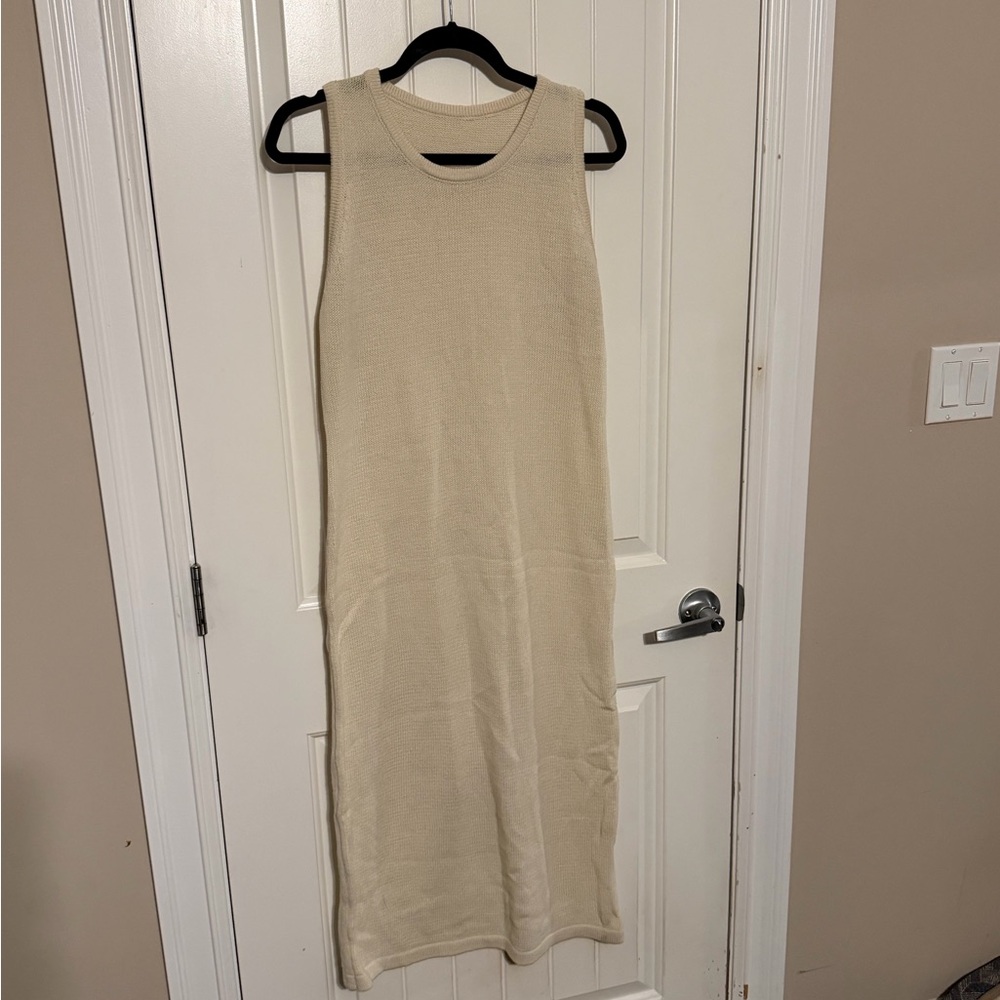 Sleeveless Knit Midi Dress in Cream